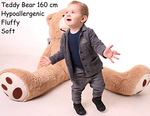 Oso Peluche Gigante 160 cm - Peluches Para Bebes - Peluches Gigantes Osos - Giant Teddy Bear - Osos de Peluche Gigantes - Regalo de Cumpleaños, Regalos Originales Para Una Novia - Marrón