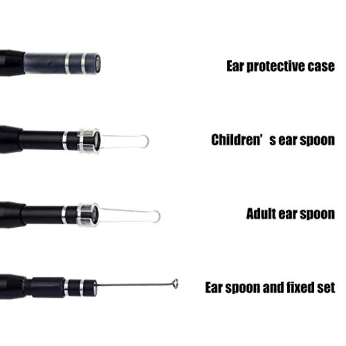 Otoscopio Camara Oído de la cámara endoscopio, 3-en-1 mini USB de alta definición visual del oído Remoción Cuchara endoscopio oído Selector de cera de oído de la oreja a prueba de agua la cámara de la