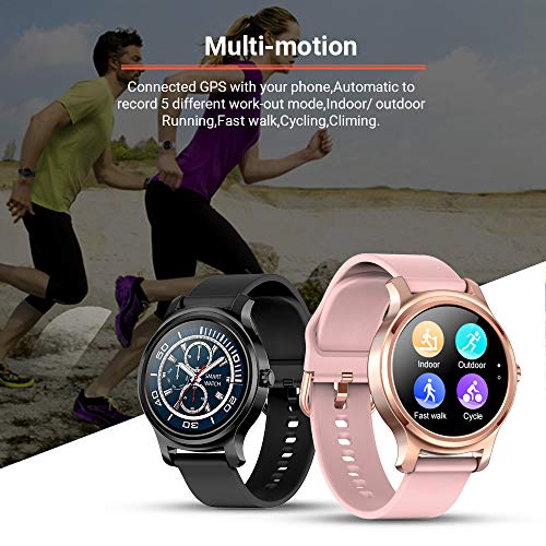 Otti-3S Smartwatch Fitness Tracker Monitor de ritmo cardíaco Cómo hacer / contestar el teléfono ALTAVOZ Notificaciones Facebook / whatsapp IP67 Impermeable Android / IOS (Rosa)