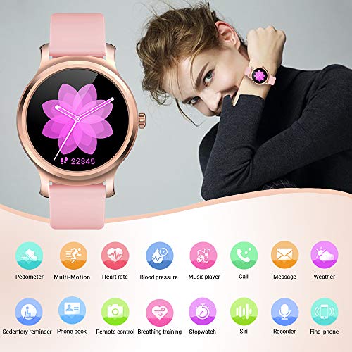 Otti-3S Smartwatch Fitness Tracker Monitor de ritmo cardíaco Cómo hacer / contestar el teléfono ALTAVOZ Notificaciones Facebook / whatsapp IP67 Impermeable Android / IOS (Rosa)