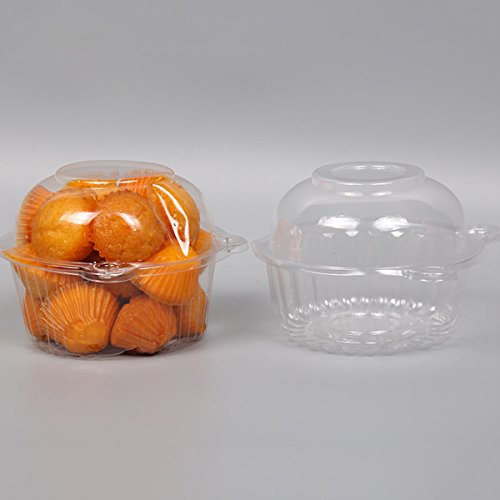 OUNONA Cupcake Boxes Cupcake Plastic Cupcake Containers Cupcake Muffin Cúpula Holder Casos Desechables Transparente Cat Head Shaped 100 Unids