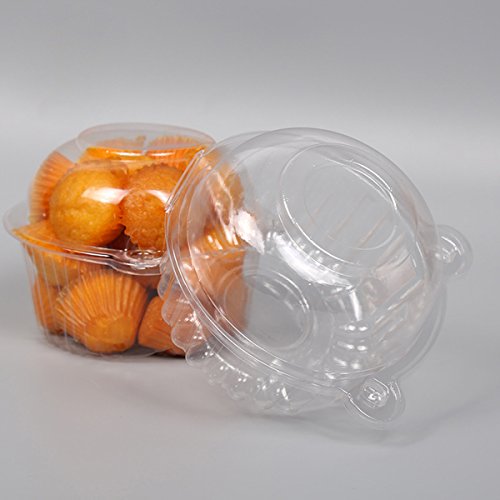 OUNONA Cupcake Boxes Cupcake Plastic Cupcake Containers Cupcake Muffin Cúpula Holder Casos Desechables Transparente Cat Head Shaped 100 Unids