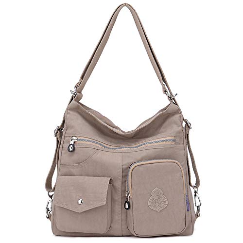 Outreo Mujer Bolsos de Moda Impermeable Mochilas Bolsas de Viaje Bolso Bandolera Sport Messenger Bag Bolsos Mano para Tablet Escolares Nylon (Beige One)