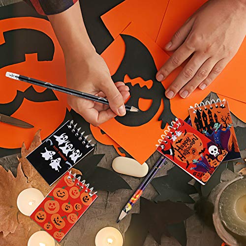 Outus 40 Piezas Cuaderno de Espiral Cuadernos de Halloween Calabaza Spiderweb Bat Vampire Lápices de Halloween para Regalo de Fiesta de Truco o Trato para Niños