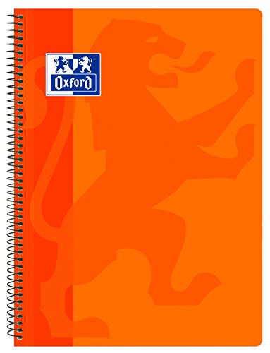 Oxford Classic - Cuaderno espiral, tapa plástico, cuadrícula 4x4, color naranja