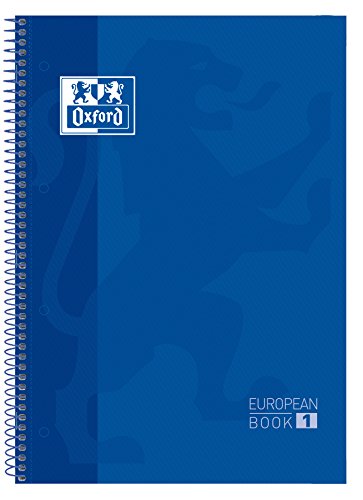 Oxford cuaderno Europeanbook 1, microperforado, tapa extradura, espiral, a4+, cuadrícula 5x5, color azul oscuro