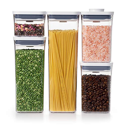 OXO Piece Pop Container Good Grips-Contenedor de 5 Piezas, plástico, blanco