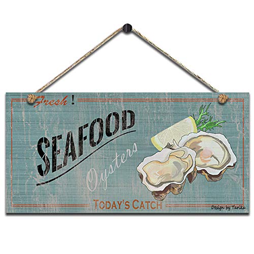 Oysters Seafood Today's Catch Fish - Cartel decorativo de metal (20,3 x 30,5 cm), diseño de ostras