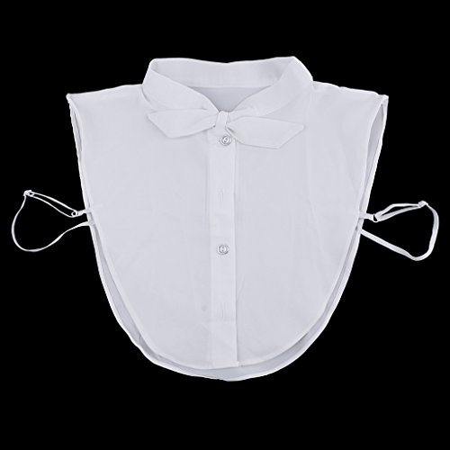 P Prettyia 1x Cuello Falso Bordado Extraíble Seda de Gasa Cómodo Camisa Blusa Media Embellecido Hermoso Suave Tacto - Blanco, Talla única