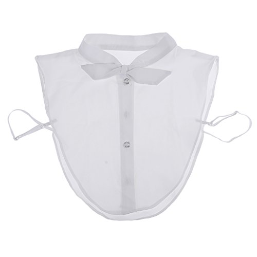 P Prettyia 1x Cuello Falso Bordado Extraíble Seda de Gasa Cómodo Camisa Blusa Media Embellecido Hermoso Suave Tacto - Blanco, Talla única