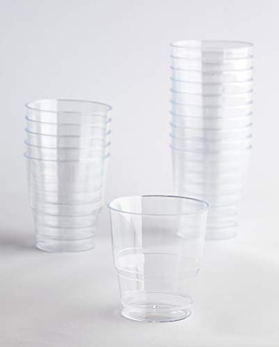 Pack 100 Vaso Refresco Plástico Acabado Cristal. Cap. 220ml. Vasos de plástico para cumpleaños, Fiestas, etc.- Reutilizable, Lavable