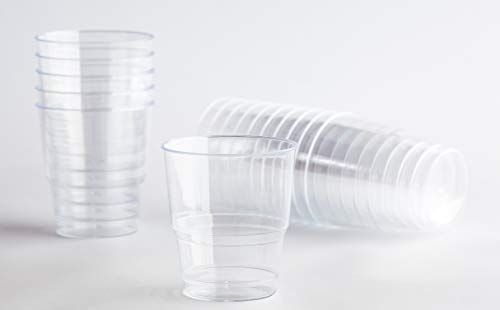 Pack 100 Vaso Refresco Plástico Acabado Cristal. Cap. 220ml. Vasos de plástico para cumpleaños, Fiestas, etc.- Reutilizable, Lavable