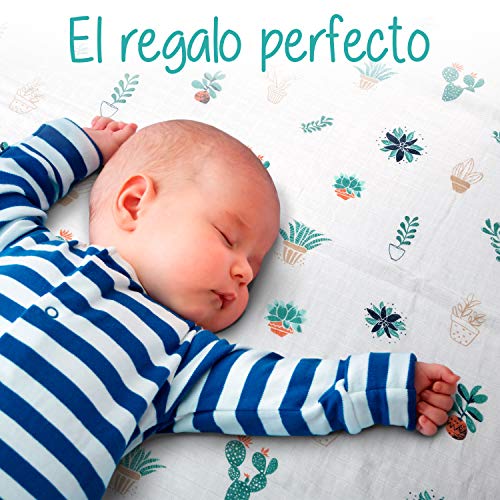 Pack 2 Mantas Muselina en Bambú y Algodón Orgánico para Bebé | Set Gasas Swaddle Wrap Unisex | Sábanas Recién Nacido Multiusos | Paños Ultra Suaves y Transpirables | Mantitas Algodón Grandes 120X120cm