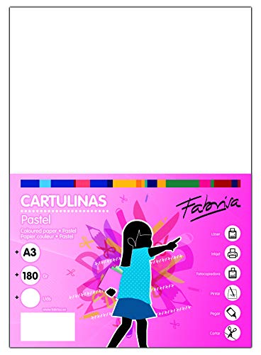 Pack 50 Cartulinas Color Blanco Tamaño A3 180g