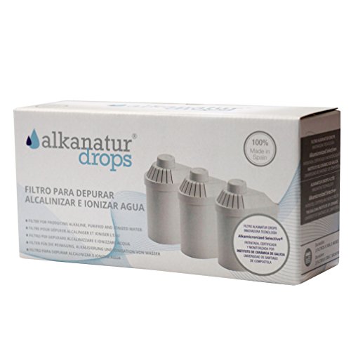 Pack Alkanatur para alcalinizar, depurar e ionizar agua. pH hasta 9,5. ORP - 700mV. Libre de Bisphenol A. Duración filtros 1600 L.