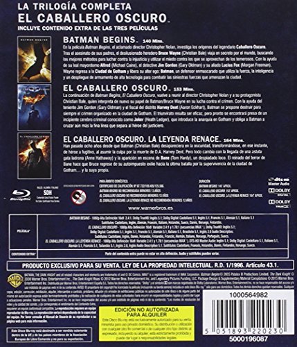 Pack Batman Nolan: Batman Begins + El Caballero Oscuro + El Caballero Oscuro: La Leyenda Renace [Blu-ray]