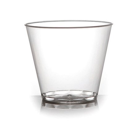 Pack de 40 elegantes vasos/tazas de postre de plástico duro transparente, desechables y reutilizables, 142 ml