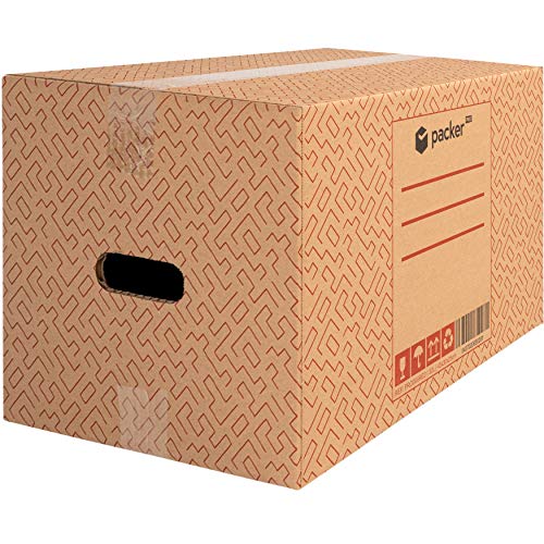 Packer PRO - Pack 20 Cajas Carton para Mudanzas y Almacenaje 430x300x250mm Ultra Resistentes con Asas, 100% ECO Box