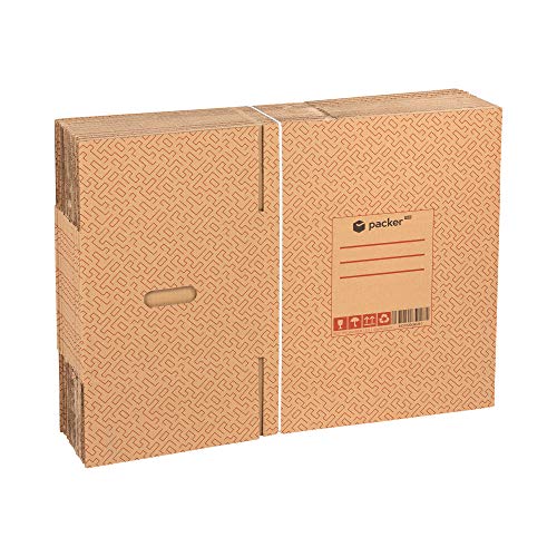 Packer PRO - Pack 20 Cajas Carton para Mudanzas y Almacenaje 430x300x250mm Ultra Resistentes con Asas, 100% ECO Box