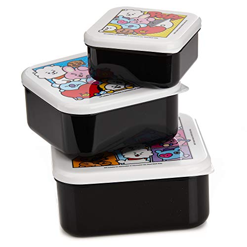 Paladone PP6210BT BT21 Juego de 3 cajas de aperitivos | Iconic LINE BTS Crossover Personajes | Regalo perfecto para amigos, familiares y fans, plástico