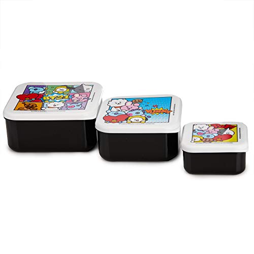 Paladone PP6210BT BT21 Juego de 3 cajas de aperitivos | Iconic LINE BTS Crossover Personajes | Regalo perfecto para amigos, familiares y fans, plástico