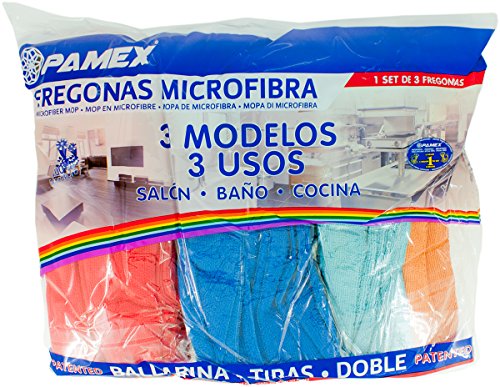 PAMEX Fregona Microfibra Ballarina Tiras Set 3 Unidades 3 Modelos 3 Usos