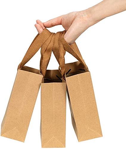 PandaHall 10Pcs Rectangular Brown Kraft Paper Bags 16x12x5.7cm Bolsas de Regalo de Burlywood Bolsa de Compras al por Menor Bolsa de Fiesta Bolsa de mercancía con Asas de cordón de Nailon