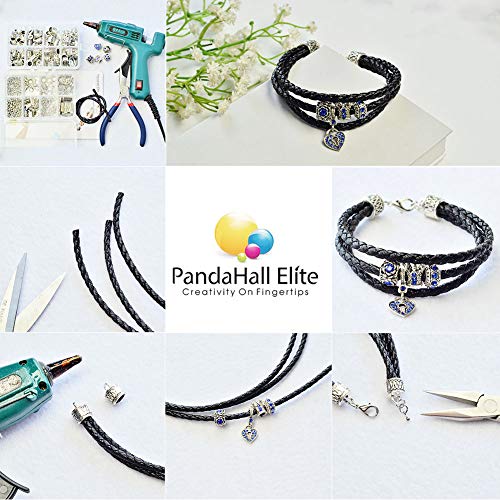 PandaHall Elite 100pcs 5 Colores Extremo Tapa Terminlaes de Cordón de Aleación con Agujero de 3mm para Hacer Pulseras Collares bisuteria Accesorios componentes de Joyas