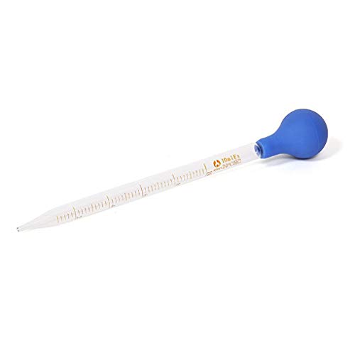 Pandiki Escala de Cristal de 10 ml Línea cuentagotas de la pipeta de Laboratorio con gotero pipeta de Goteo de Goma Azul Cabeza Pipetas