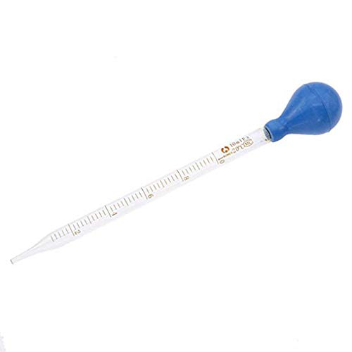 Pandiki Escala de Cristal de 10 ml Línea cuentagotas de la pipeta de Laboratorio con gotero pipeta de Goteo de Goma Azul Cabeza Pipetas