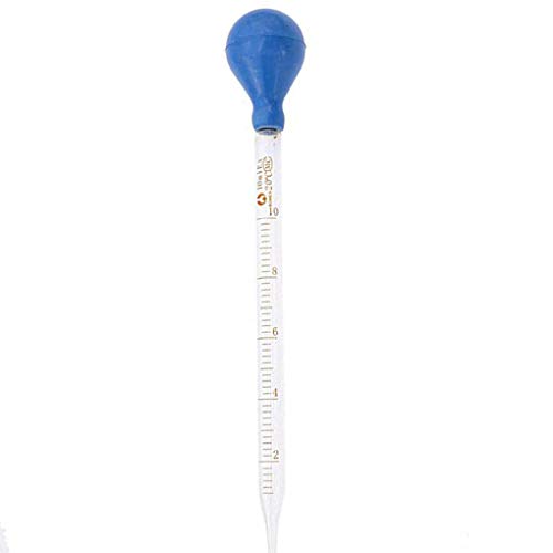 Pandiki Escala de Cristal de 10 ml Línea cuentagotas de la pipeta de Laboratorio con gotero pipeta de Goteo de Goma Azul Cabeza Pipetas