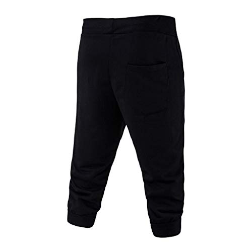 Pantalones Cortos Hombre Verano 2019 Nuevo SHOBDW Casual Impresión de Letras Pantalones Hombre Chandal Cordón Elástico Pantalones Cortos Hombre Deporte con Bolsillos Tallas Grandes(Negro,M)