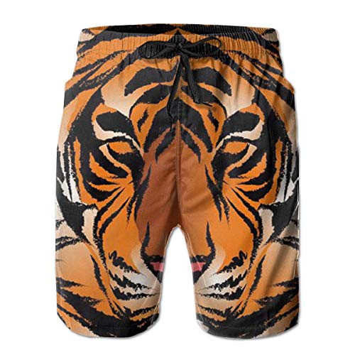 Pantalones de Trabajo de Playa para Hombre de Rayas de Bengala con Rayas de Tigre, bañadores de Verano Pantalones Cortos de Surf de Secado rápido Pantalones