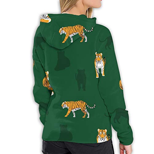 Panthera Bengal Tiger Wallpaper Womens Casual Manga Larga Jersey Chaqueta con Capucha Sudadera M