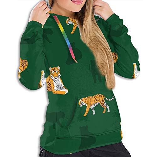 Panthera Bengal Tiger Wallpaper Womens Casual Manga Larga Jersey Chaqueta con Capucha Sudadera M