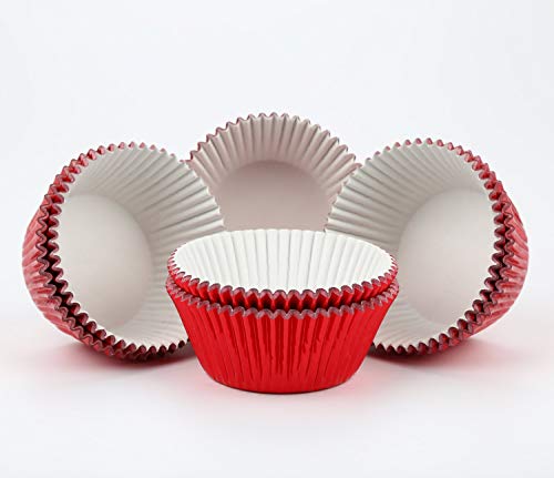 Papel cupcakes metálico rojo. Papel para magdalenas ø5cm. 200 uds