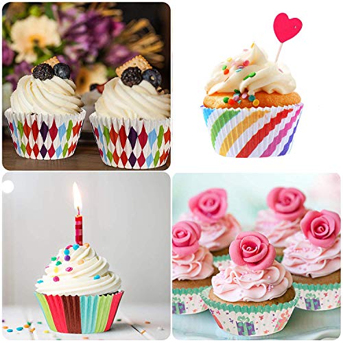 Papel para Cupcakes 600 piezas Papel para Magdalenas Muffins, para Hornear Magdalenas, Fiesta de Bodas, Cumpleaños (6 Estilos)3,2 x 5 x 6,8cm