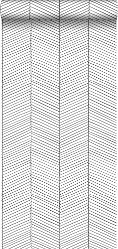 papel pintado chevron blanco y negro - 139106 - de ESTAhome.nl