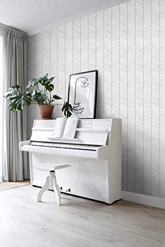 papel pintado chevron blanco y negro - 139106 - de ESTAhome.nl