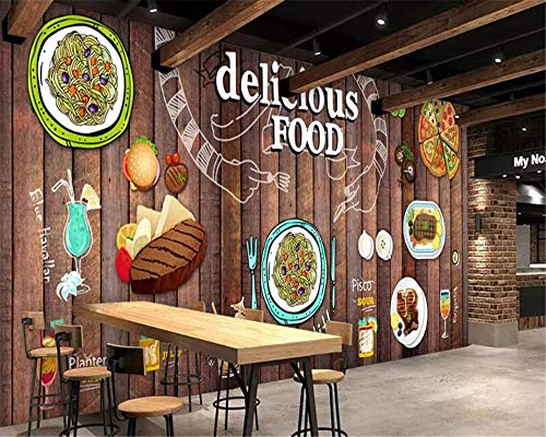 Papel Pintado Mural 3D Photo Personalizado Papel Tapiz Vintage Wood Board Western Restaurante Cafetería Pizzería Para Sala De Sofá Tv Dormitorio Fondo Decoración De Pared(-Bh0524)-500Cm(W)×320Cm(