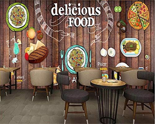 Papel Pintado Mural 3D Photo Personalizado Papel Tapiz Vintage Wood Board Western Restaurante Cafetería Pizzería Para Sala De Sofá Tv Dormitorio Fondo Decoración De Pared(-Bh0524)-500Cm(W)×320Cm(