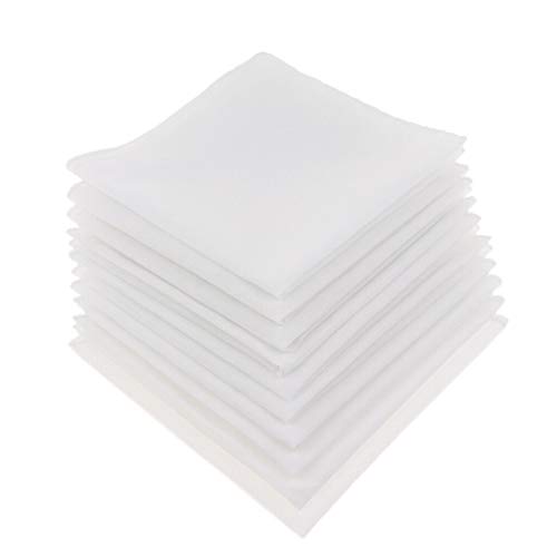 Paquete de 12 pañuelos 100% algodón Blanco para Hombre 40 cm x 40 cm