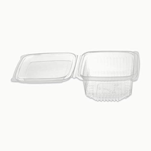 Paquete de Envases Con Tapa Bisagra Rectangular Transparente - Ideal para ensalada, para comida rápida o fruta - Capacidad 1000cc PP 50 unidades