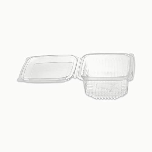 Paquete de Envases Con Tapa Bisagra Rectangular Transparente - Ideal para ensalada, para comida rápida o fruta - Capacidad 750cc PP 50 unidades