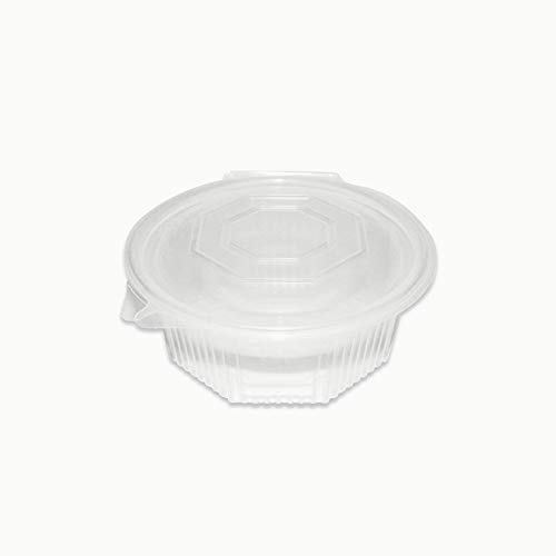 Paquete de Envases Con Tapa Bisagra Redondo Transparente - Ideal para ensalada, para comida rápida o fruta - Capacidad 1000cc PP 50 unidades