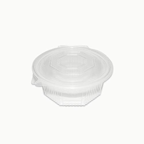 Paquete de Envases Con Tapa Bisagra Redondo Transparente - Ideal para ensalada, para comida rápida o fruta - Capacidad 750cc PP 50 unidades