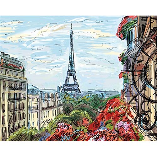 Paris Tower Wall Art Canvas ng Abstract Landscape Wall Picture City Art impresión en Lienzo-Sin marco30x24cm