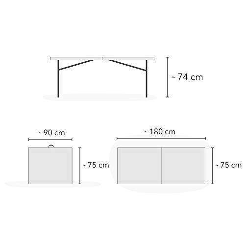 Park Alley Blanco – Mesa Plegable Ideal para Buffet, Fiestas En El Jardín, Terraza O Balcón – Incluye Asa De Transporte – Color, 180 X 75 X 74 cm