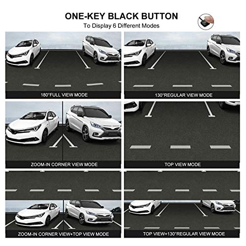 PARKVISION Cámaras de Marcha atrás para Coches, cámara Frontal de Gran Angular de 180 °, Carcasa de Metal con Montaje de Tornillo con 6 Modos de visualización Camara Trasera retrovisor[115SW]