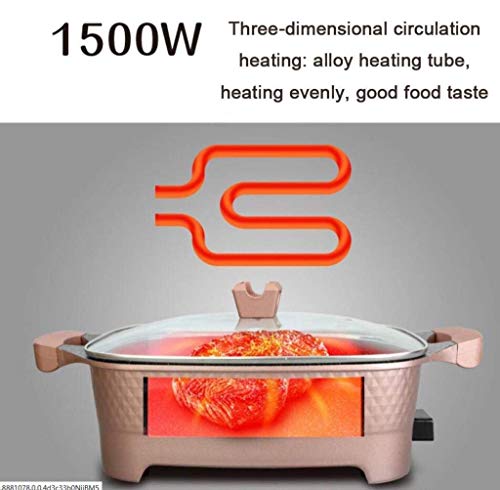 Parrilla teppanyaki, Wok antiadherente eléctrico con tapa - Calentamiento rápido con control de temperatura preciso, 1500W